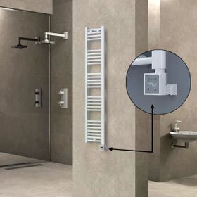 Haiti 300x1500 Düz Beyaz Parlak KTX3 Termostat 600 Watt Elektrikli Havlupan