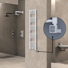 Haiti 300x1500 Düz Beyaz Parlak KTX3 Termostat 600 Watt Elektrikli Havlupan