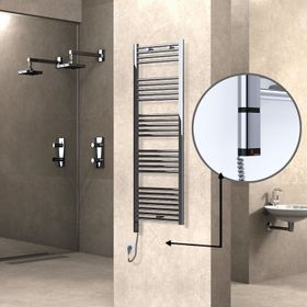 Haiti Elektrikli 300 Watt 500x1500 cm Düz Krom Oned On Off Termostatlı Sol Havlupan