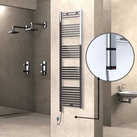 Haiti Elektrikli 300 Watt 500x1800 cm Düz Krom Oned On Off Termostatlı Sol Havlupan