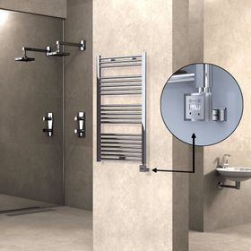 Haiti Elektrikli 300 Watt 600x1100 cm Düz Krom KTX3 Termostatlı Havlupan