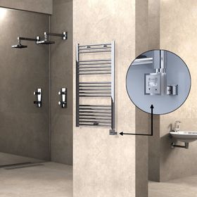 Haiti Elektrikli 300 Watt 600x1100 cm Düz Krom KTX3 Termostatlı Havlupan