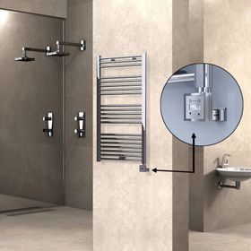 Haiti Elektrikli 300 Watt 600x1100 cm Düz Krom KTX3 Termostatlı Havlupan