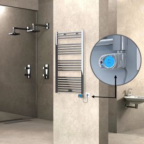 Haiti Elektrikli 300 Watt 600x1100 cm Düz Krom Musa Termostatlı Havlupan