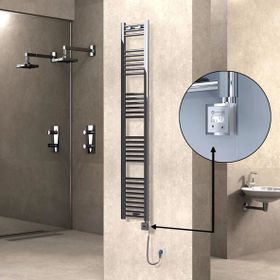 Haiti Elektrikli 300x1800 Düz Krom KTX3 Termostat 300 Watt Spiral Kablolu Havlupan