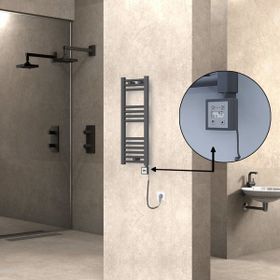 Haiti Elektrikli 300x800 Düz Antrasit Texture KTX3 Termostat 200 Watt Spiral Kablolu Havlupan