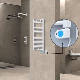 Haiti Elektrikli 400x1000 Düz Beyaz Parlak Musa Termostat 300 Watt Havlupan