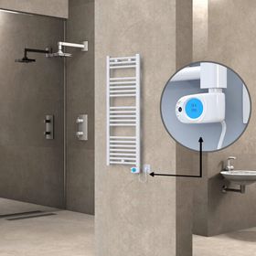 Haiti Elektrikli 400x1100 Düz Beyaz Parlak Musa Termostat 600 Watt Havlupan