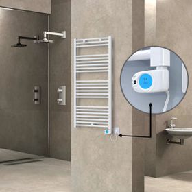 Haiti Elektrikli 600 Watt 600x1200 cm Düz Beyaz Musa Termostatlı Havlupan
