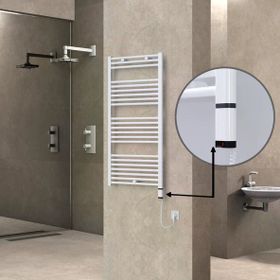 Haiti Elektrikli 600 Watt 600x1200 cm Düz Beyaz Oned On Off Termostatlı Sağ Havlupan