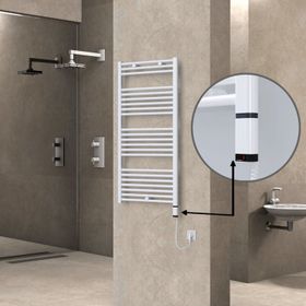 Haiti Elektrikli 600 Watt 600x1200 cm Düz Beyaz Oned On Off Termostatlı Sağ Havlupan