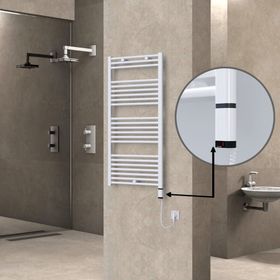 Haiti Elektrikli 600 Watt 600x1200 cm Düz Beyaz Oned On Off Termostatlı Sağ Havlupan