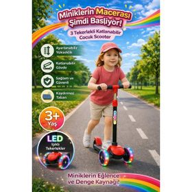 Hak-İş Oyuncak Swing Işıklı 3 Tekerlekli Kırmızı Scooter