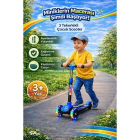 Hak-İş Oyuncak Swing Işıklı 3 Tekerlekli Mavi Scooter