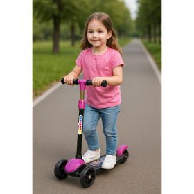 Hak-İş Oyuncak Swing Işıklı 3 Tekerlekli Pembe Scooter