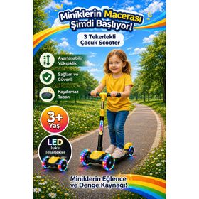 Hak-İş Oyuncak Swing Işıklı 3 Tekerlekli Sarı Scooter