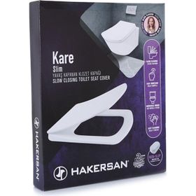 Hakersan Beyaz Kare Yavaş Kapanan Klozet Kapağı