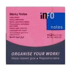 Halsa Info Notes 75x75 80 Yaprak Parlak Pembe Not Kağıdı