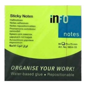 Halsa Info Notes 75x75 mm 80 Yaprak Parlak Yeşil Not Kağıdı
