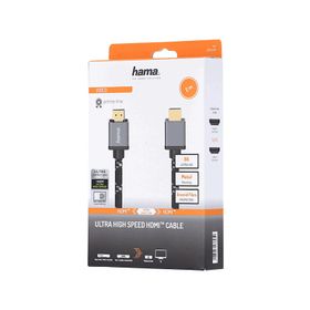 Hama HM.205239 Ultra High Speed 8K 2 mt Siyah Gri Hdmi Kablo