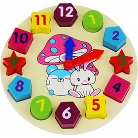 Hamaha Ahşap Eğitici Oyuncak P4 Geometrik Şekiller Saat Öğren Blok Puzzle Yapboz