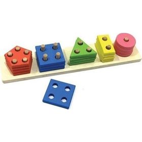 Hamaha Wood Toys Ahşap Eğitici Geliştirici Oyuncak Geometrik Şekiller 5'li Vidalama Bultak