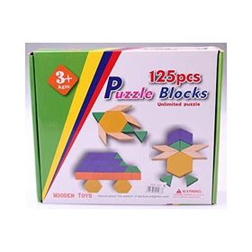 Hamaha Wooden Toys 125 Parça Ahşap Eğitici Tangram Puzzle Blok Seti