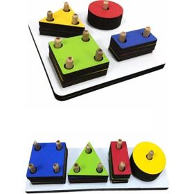 Hamaha Wooden Toys Ahşap Eğitici Geliştirici Geometrik Şekiller Bultak Vidalama Yerleştirme 2li Set