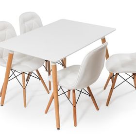 Hamdeko Eames Beyaz Masa Sandalye Takımı