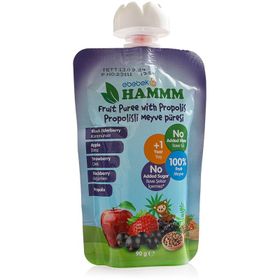 Hammm BYM-005 90 gr Karamürver Elma Çilek Böğürtlen ve Propolis Meyve Püresi