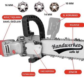 Handwerker 35 cm Yağ Depolu Avuç Taşlama Zincirli Testere Aparatı