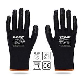 Handy HN-99 Nitril Kaplama Siyah No: 10/XL Sanayi Usta Eldiveni Koruyucu Eldiven