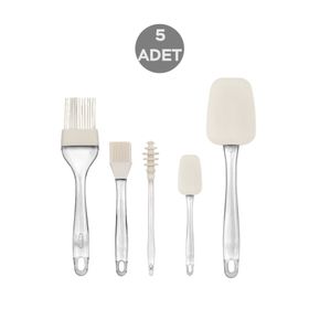 Hane 2 Boy 5'li Silikon Fırça - 2 Boy Spatula - Bal Kaşığı Seti