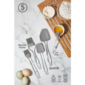 Hane 2 Boy 5'li Silikon Fırça - 2 Boy Spatula - Bal Kaşığı Seti