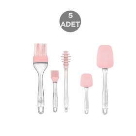 Hane 2 Boy 5'li Silikon Fırça - 2 Boy Spatula - Bal Kaşığı Seti