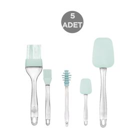 Hane 2 Boy 5'li Silikon Fırça - 2 Boy Spatula - Bal Kaşığı Seti