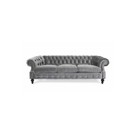 Hanel Mobilya Bitmore Chesterfield Gri Kadife Kumaş Chester Kanepe