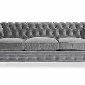 Hanel Mobilya Bitmore Chesterfield Gri Kadife Kumaş Chester Kanepe