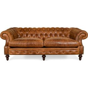 Hanel Mobilya Bitmore Chesterfield Kahve Suni Deri Chester Kanepe