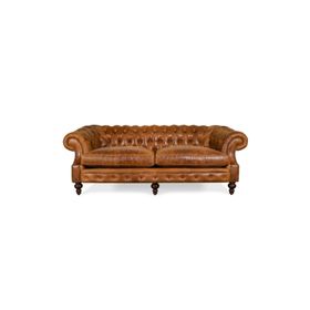 Hanel Mobilya Bitmore Chesterfield Kahve Suni Deri Chester Kanepe