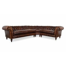 Hanel Mobilya English Chesterfield Kahve Suni Deri Chester Köşe Koltuk Takımı