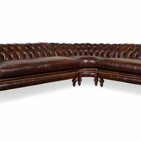 Hanel Mobilya English Chesterfield Kahve Suni Deri Chester Köşe Koltuk Takımı