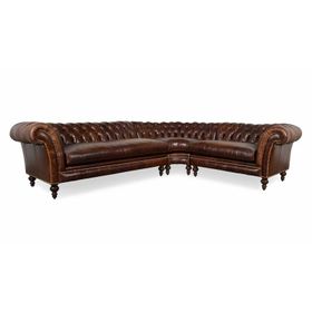 Hanel Mobilya English Chesterfield Kahve Suni Deri Chester Köşe Koltuk Takımı