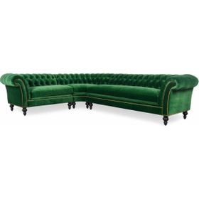 Hanel Mobilya English Chesterfield Yeşil Kadife Chester Köşe Koltuk Takımı