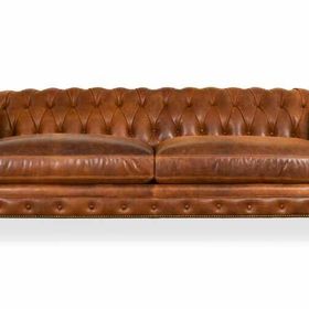Hanel Mobilya Klasik Chesterfield 3 Kişilik Kahve Suni Deri Chester Kanepe