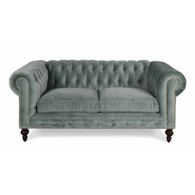 Hanel Mobilya Klasik Chesterfield Gri Kadife 2 Kişilik Chester Kanepe