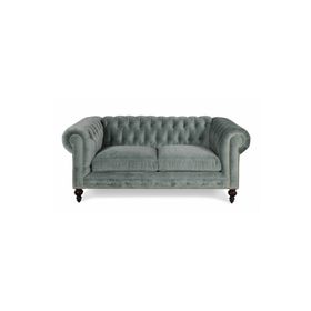 Hanel Mobilya Klasik Chesterfield Gri Kadife 2 Kişilik Chester Kanepe