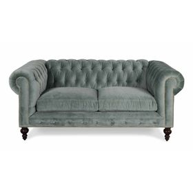 Hanel Mobilya Klasik Chesterfield Gri Kadife 2 Kişilik Chester Kanepe