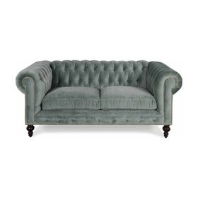 Hanel Mobilya Klasik Chesterfield Gri Kadife 2 Kişilik Chester Kanepe