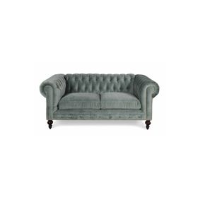 Hanel Mobilya Klasik Chesterfield Gri Kadife 2 Kişilik Chester Kanepe